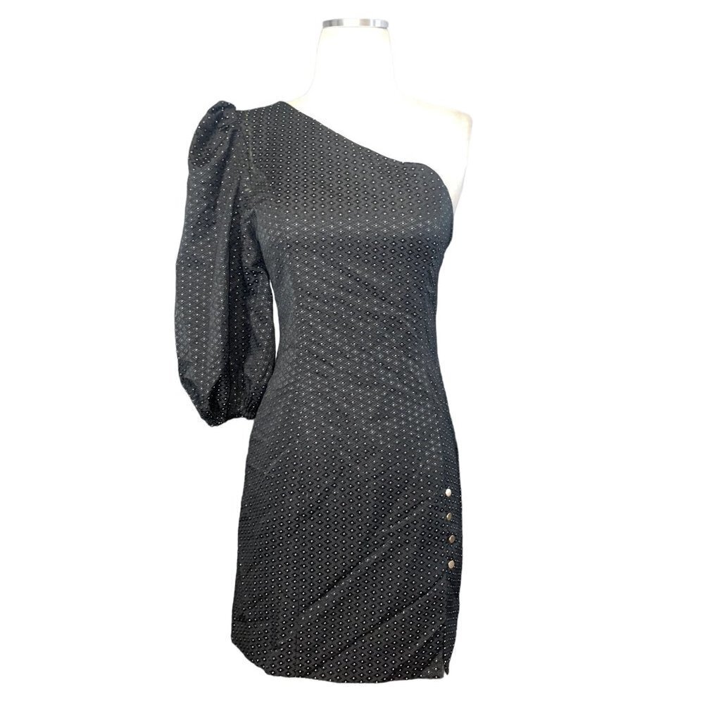 H:ours Elsa Dress in Black & White Small New Womens One Shoulder Cocktail - Picture 5 of 12